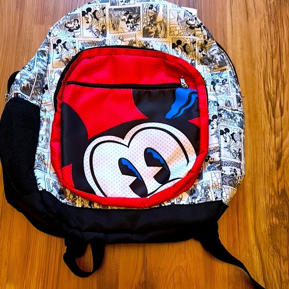 Disney Mickey Mouse Kids Backpack Red Black‎ Cartoon School Bag NWT